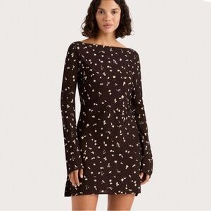 Faithfull the Brand Lilou Mini Dress Clover Brown